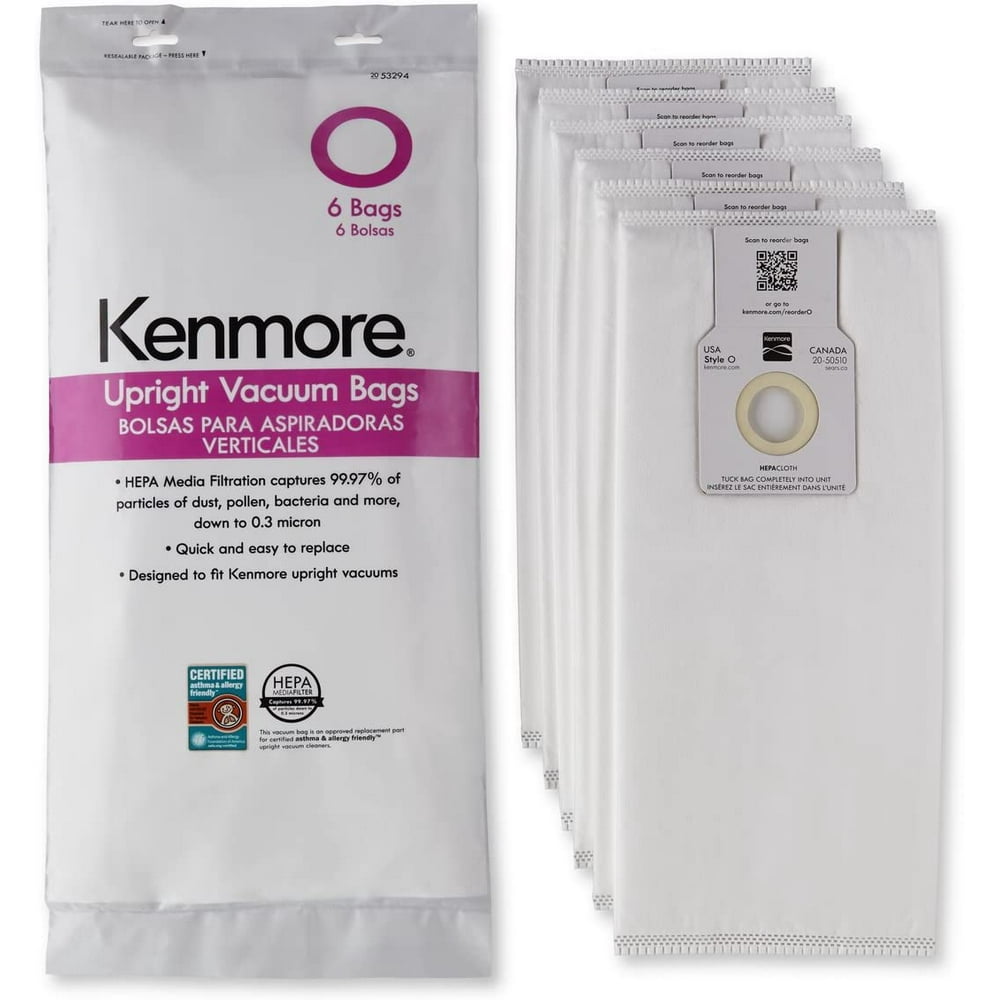 6 Kenmore 53294 Type O Upright Vacuum Cleaner Bags. Replaces part nos