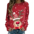 thumbnail image 1 of EHQJNJ Chandails en Molleton à Col Rond pour Femmes, Imprimé Joyeux Noël, Col Rond, Coupe Ajustée, Manches Longues, Décontracté, Ample, Gris, 1 of 4