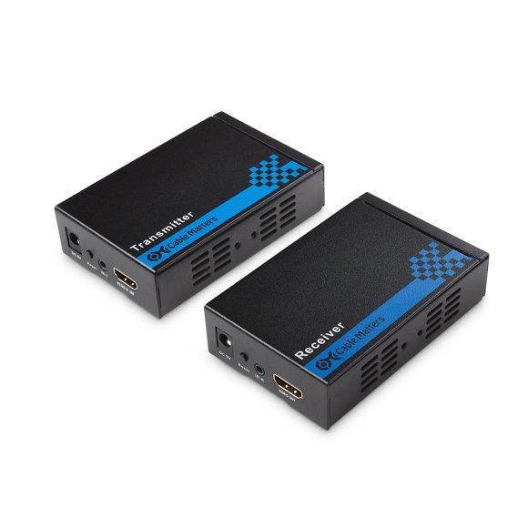 Cable Matters Wall Mount HDMI Extender with TCP/IP - Up to 300 Feet, 1080P, 1-to-Many Setup, HDMI Over Ethernet Extender (Model: 103002)