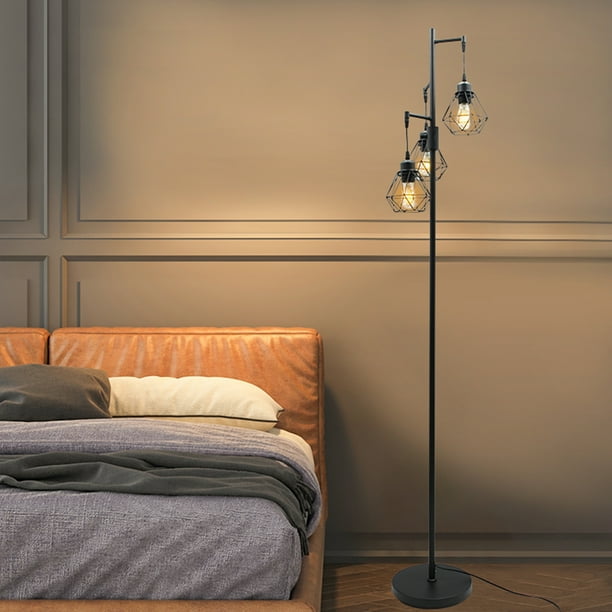Lámpara de piso, lámpara de LED habitación con 3 lámparas ajustables Habitación de 3 lámparas de luz de luz de luz con lámpara de alta lámpara de luz de luz de cama con sombras de dormitorio Decorar e