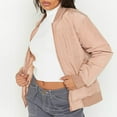 thumbnail image 5 of ClodeEU Womens Long Sleeve Baseball Jacket,Warm Windproof Zipped Jacket, Stand Collar Loose Coat Tops Beige,Womens Plus S, 5 of 8
