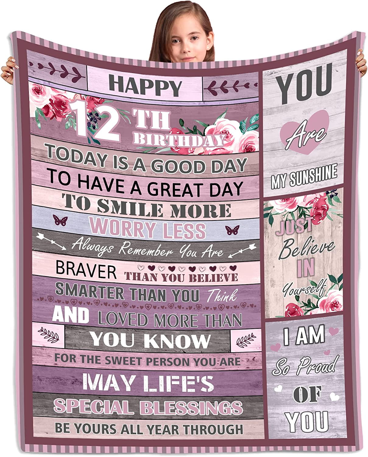 Basiole 12 Year Old Girl Gifts Blanket, 12 Year Old Girl Gifts for