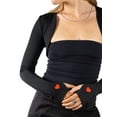 thumbnail image 5 of Jess by Meiko Women's Shrug Long Sleeves Thumb Hole Bolero Knit Cropped Shrug XS Black, 5 of 7