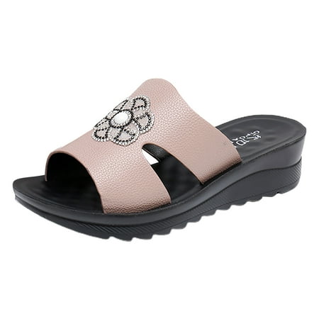 

PEASKJP Sandals Women Fashion Women s Flat sandals Comfort Slip-on Elastic ankle strap Slingback Light Weight Casual Walking Sandals (Rose Gold 6.5)