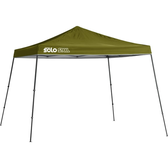 Quik Shade 11' X 11' Solo Steel 90 Square Feet Of Shade Slant Leg Outdoor Pop-Up Canopy, Olive