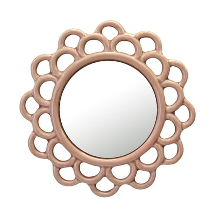 Stonebriar Decorative Round Pink Dusty Rose Cutout Ceramic Wall Hanging Mirror