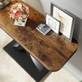 thumbnail image 4 of Tribesigns Industrial Console Tables, 40" Narrow sofa Entryway Tables with Geometric Base for Living Room, Hallway and Foyer,Brown and Black, 4 of 7