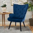 Velvet Accent Chair Modern Tufted Button Wingback Vanity Chair with