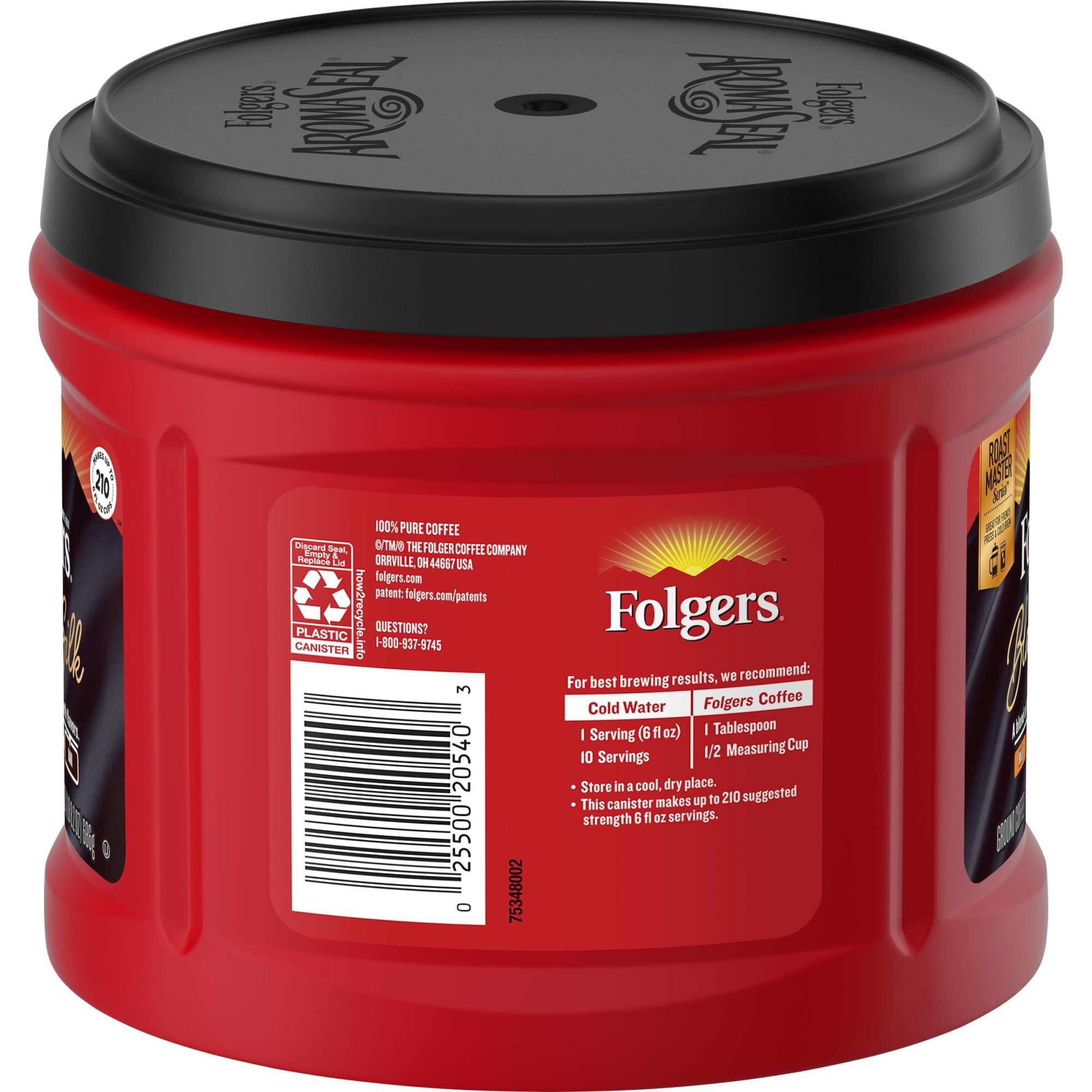 Folgers Black Silk Ground Coffee, Smooth Dark Roast Coffee, 24.2 Ounce Canister