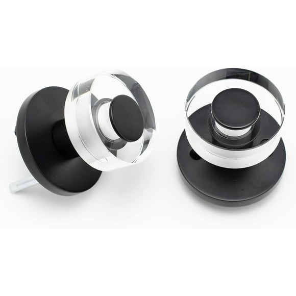 shiyou-Mattle Black Crystals Door Lock, Privacy with Lock Glass Door Handles Door Knob, Safe Door Knobs Indoor Black Door Knobs Door Handle with Lock (Passage (No Lock), Matte Black, 1 Pack)