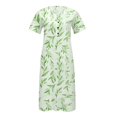 thumbnail image 3 of PENGXIANG Robe Décontractée pour Femmes Été Décontractée pour Femmes Boutonnée Manches Courtes Imprimé Floral Robe de Soirée Fluide Midi Vêtements pour Femmes G Vert, 3 of 6
