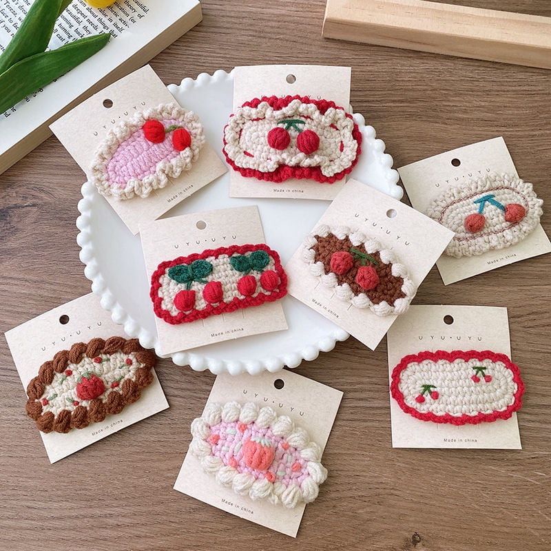 Pack of 20,  Handmade 2-2.8 inch Length Lovely Mix Style/Color Crochet Knitting Wool Lace Hair Clips for Girl,Woman,Festival Gift,Prizes, Donations