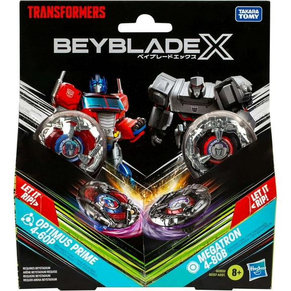Beyblade X Transformers  Optimus Prime 4-60P vs. Megatron 4-80B Multi-Pack Set