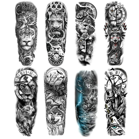 Fake Lion Sleeve Tattoo Stickers, Full Arm Animal Temporary Tattoos Sleeves  for Adult Kids Women Makeup, 8-Sheet | Walmart Canada