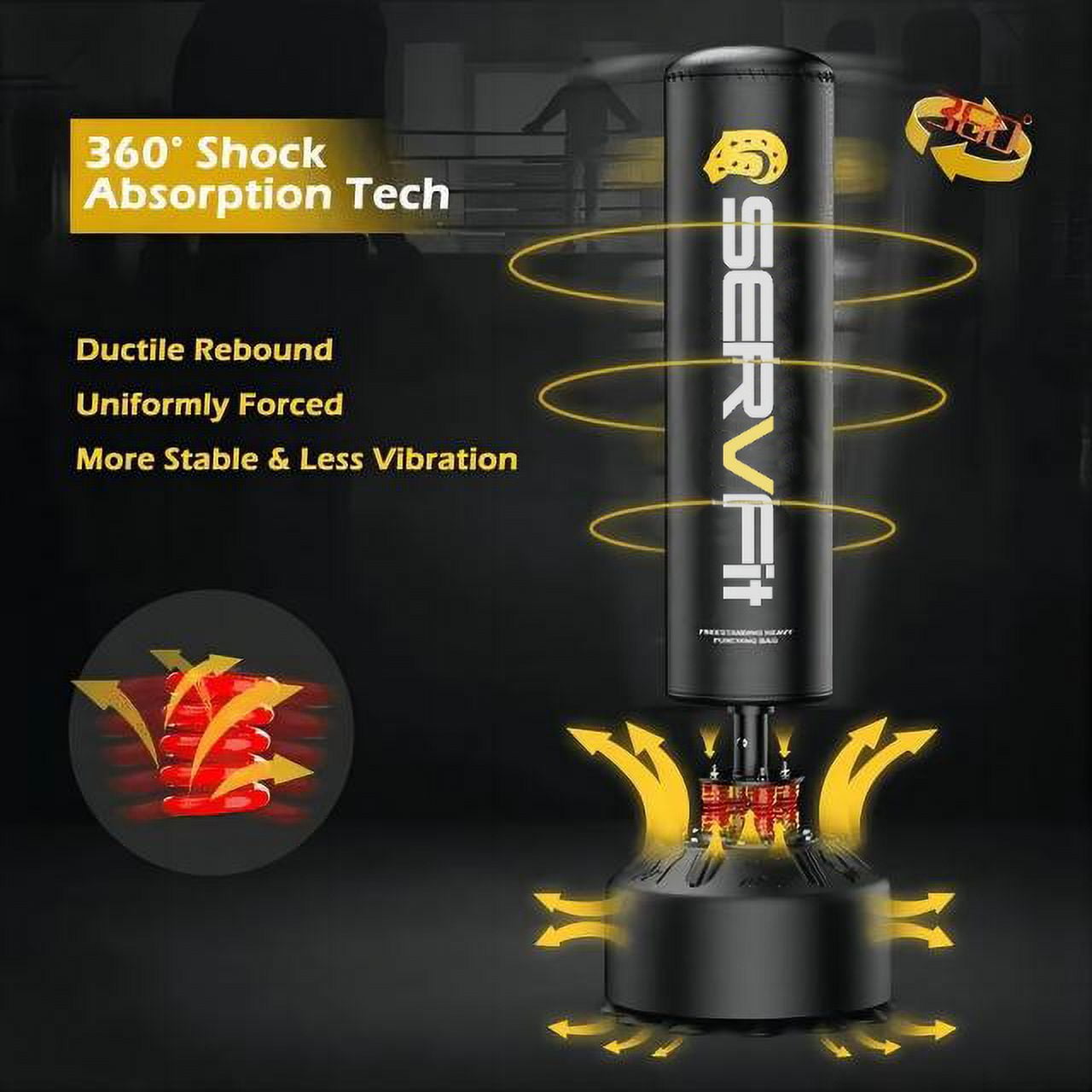 SERVFIT Freestanding Punching Bag 70''-205lbs with Boxing Gloves，Heavy Boxing Bag with Suction Cup Base for Adult Youth Kids - Men Stand Kickboxing Bag