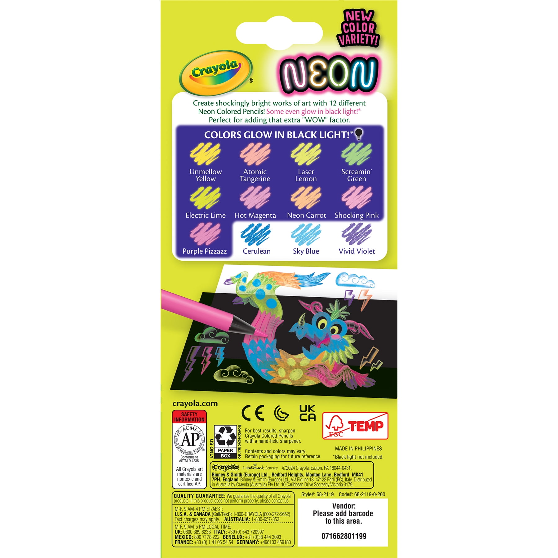 Crayola Neon Colored Pencils, 12 Per Pack, 6 Packs