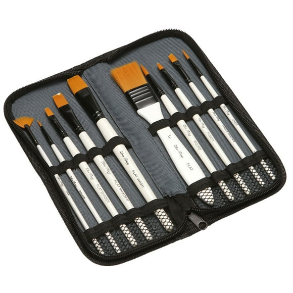 Ensemble de Pinceaux de Peinture 10 Pcs Pinceaux pour Peinture Acrylique avec Étui Brosses à Cheveux en Nylon pour Peinture Acrylique Aquarelle Huile et Gouache