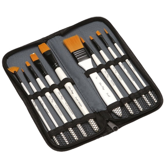 WUYVCG Back to Schòòl Under $10 Paint Brush Set 10 Pieces Paint Brushes for Acrylic Painting with Case Nylon Hair Brushes for Acrylic Watercolor Oil And Gouache Painting