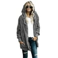 thumbnail image 3 of Avamo Women Open Front Sherpa Cardigan Coat Long Sleeve Fleece Fuzzy Oversized Warm Hoodie Long Cardigan Sweater with Pocket Plus Size S-5XL, 3 of 6