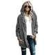 thumbnail image 3 of Oucaili Abrigo con capucha para mujer, chaqueta difusa de manga larga, cárdigan para mujer, forro polar suelto con frente abierto cálido, 3 of 6