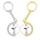 thumbnail image 1 of Planta de agua de flor de loto negro blanco Anillo de oro de metal llavero llavero, 1 of 4