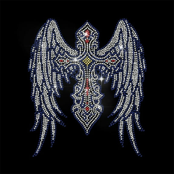 Rhinestone Iron on Hotfix Transfer Decal Angel Wing Sticker Diamond Patches Clothing Repair Appliques for Jeans Jacket T-Shirts Pants Bag Clothes DIY Decor Tailor Shop Supplies