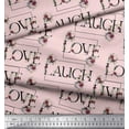 thumbnail image 3 of Soimoi Pink Heavy Satin Fabric Floral Love Text Print Fabric by the Yard 56 Inch Wide, 3 of 3