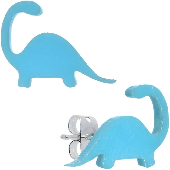 Body Candy 20G Stainless Steel Blue Acrylic Brontosaurus Dinosaur Pierced Stud Earrings Set for Women Men