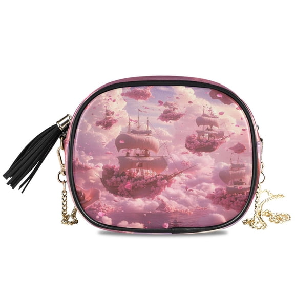 Womens Casual Chain Shoulder Bag Simple style Boat Of Flower Crossbody Bag