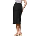 thumbnail image 3 of INSPIRE CHIC Cotton Linen Midi Skirt for Women Casual Back Slit High Waisted Skirt with Pockets XS Black, 3 of 6