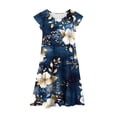 thumbnail image 4 of EGNMCR Robe à Manches Courtes à Col Rond Robe d'Été pour Filles à Imprimé Floral Manches Courtes à Volants avec Poches Robe à Col Rond Imprimée pour Enfants Fille Robe en Polyester, 4 of 5