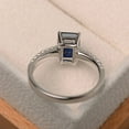 thumbnail image 3 of LabBlue sapphire ring, anniversary ring, emerald cut blue gemstone, September birthstone, sterling silver ring, 3 of 4