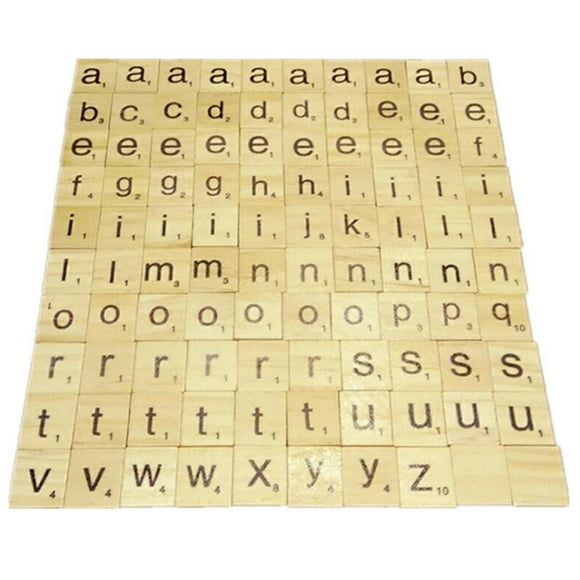100 fichas de madera con el alfabeto - Ideales para juegos de mesa como Scrabble, marcos para bodas y decoración de pared - Alfabeto de madera educativo y decorativo