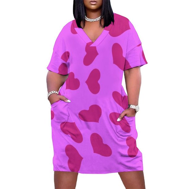 Vestido holgado con bolsillos y estampado de corazones rosas para San Valentín, vestido de fiesta de noche elegante de lujo para celebridades, vestido largo para mujer