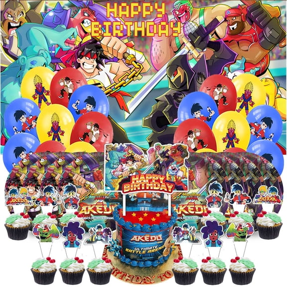 Party Supplies Birthday Balloons Plates Decoration Cake Topper Decor Tableware Banner Backdrop