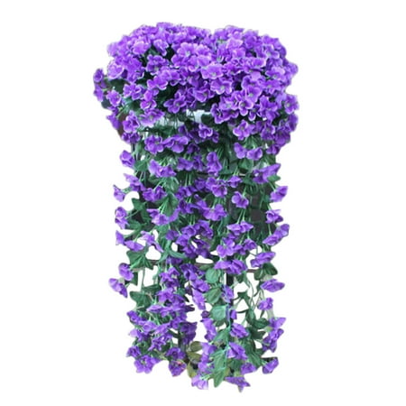Silk Green Cymbidium Orchids Hanging Flowers Artificial Violet Flower Wall Wisteria Basket Hanging Garland Vine Flowers Fake Silk Orchid ()