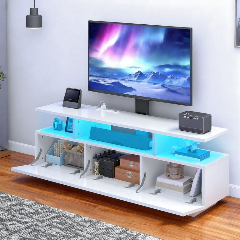 Dextrus TV Stand with Mount, Power Outlets & LED, Entertainment