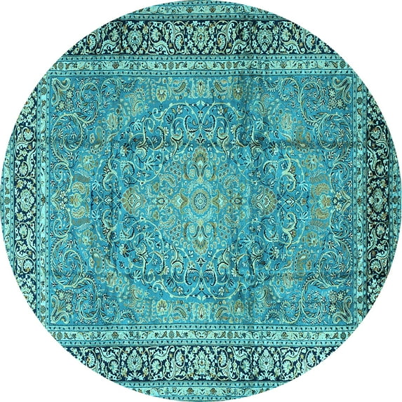 Ahgly Company Indoor Round Persian Light Blue Traditional Area Rugs, 6' Round