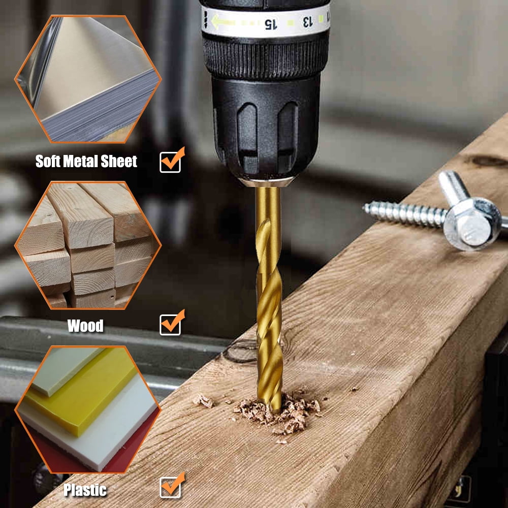 Hymnorq 19PC 1-10mm Metric HSS Brad Point Twist Drill Bits Set for Wood