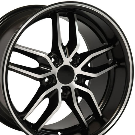 17x9.5 Wheel Fits Chevy Camaro Deep Dish Stingray Style Black w/Mach'd Face