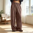 thumbnail image 2 of VeFlora Men's Solid Cotton Baggy Sweatpants, Stright-Leg Elastic Waist Drawstring Sweat Pants for Men, Mens Streetwear Pant with Pockets(Coffee/XXXL), 2 of 4