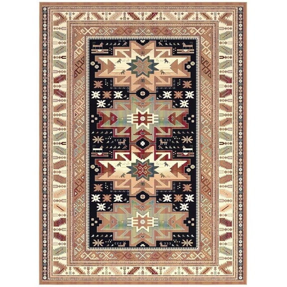 Sonoma Gypsy Rust Black Ivory Aqua Viscose Area Rug