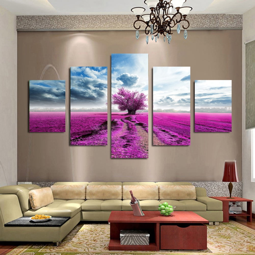 Home Decor Lavender Purple Flower Canvas Prints Painting Picture Wall Art 5pcs Home Decor Lavender Purple Flower Canvas Prints Painting Picture Wall Art 5pcs