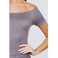 thumbnail image 5 of Short Sleeve Off The Shoulder Smocked Rayon Spandex Top, 5 of 5