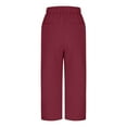 thumbnail image 5 of Htigea Clearance Womens Casual Loose Elastic Waist Cotton Trouser Cropped Wide Leg Pants Clearance Sale Wine,M, 5 of 6