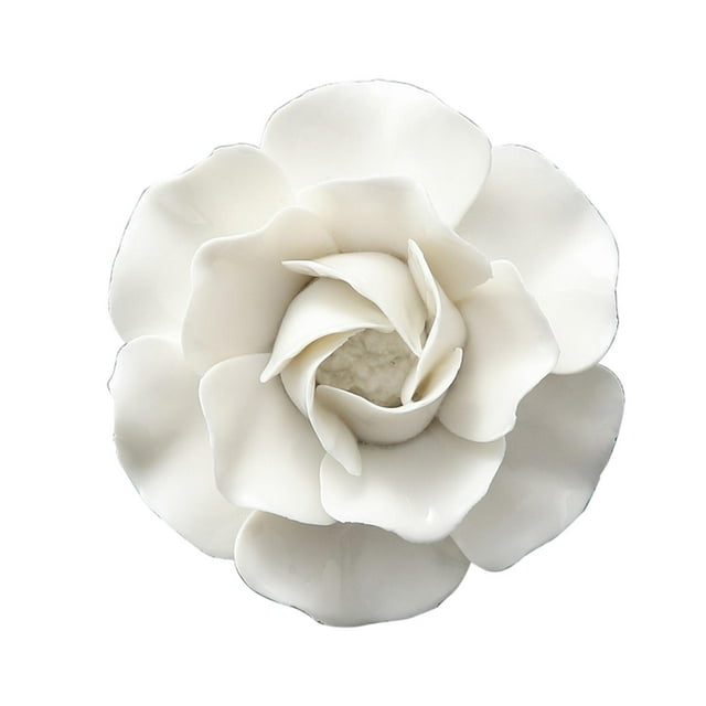 Fondo de pared de flores de cerámica 3D, escultura artística, decoración de arte de cerámica para oficina S Peonía 8cm