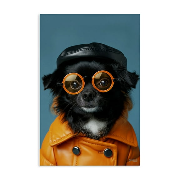 Stupell Industries Trendy Fashion Dog Animals & Insects Painting Gallery Wrapped Canvas Art Print Wall Art, 16 x 24