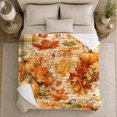 thumbnail image 5 of Rustic Autumn Harvest Pumpkin Maple Leaf Pattern, Cozy Rustic Scene, Warm Flannel Blanket for Living Room and Bedroom, Art Lovers Thanksgiving Gift, Rustic Home Decor, 5 of 9