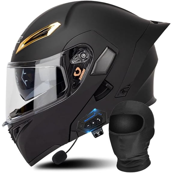 Modular Bluetooth Motorcycle Helmet DOT/ECE Approved Flip Up Full Face Dual Anti-Fog Visors Built-in MP3 for Adults Men Women S-XXL 55-64cm