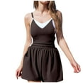thumbnail image 5 of Swim Rompers for Women Tummy Control One Piece Round Neck Swimsuits with Short Modest Sporty Bathing Suit Swimwear with Pockets Coffee XL, 5 of 8